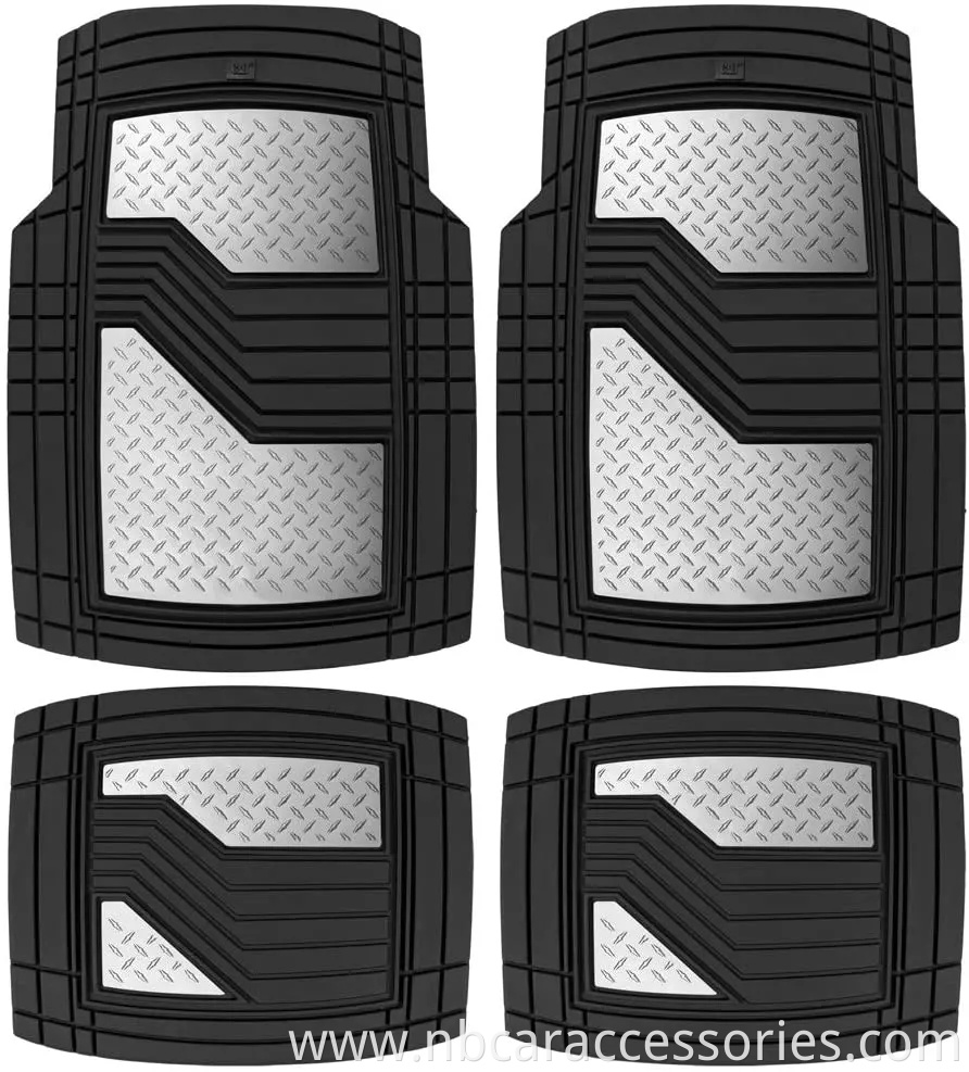 Heavy Duty Rubber Floor Mats for Car SUV Truck & Van-All Weather Protection, Front & Rear with Heelpad & Anti-Slip Nibs Backing, Trim-to-Fit